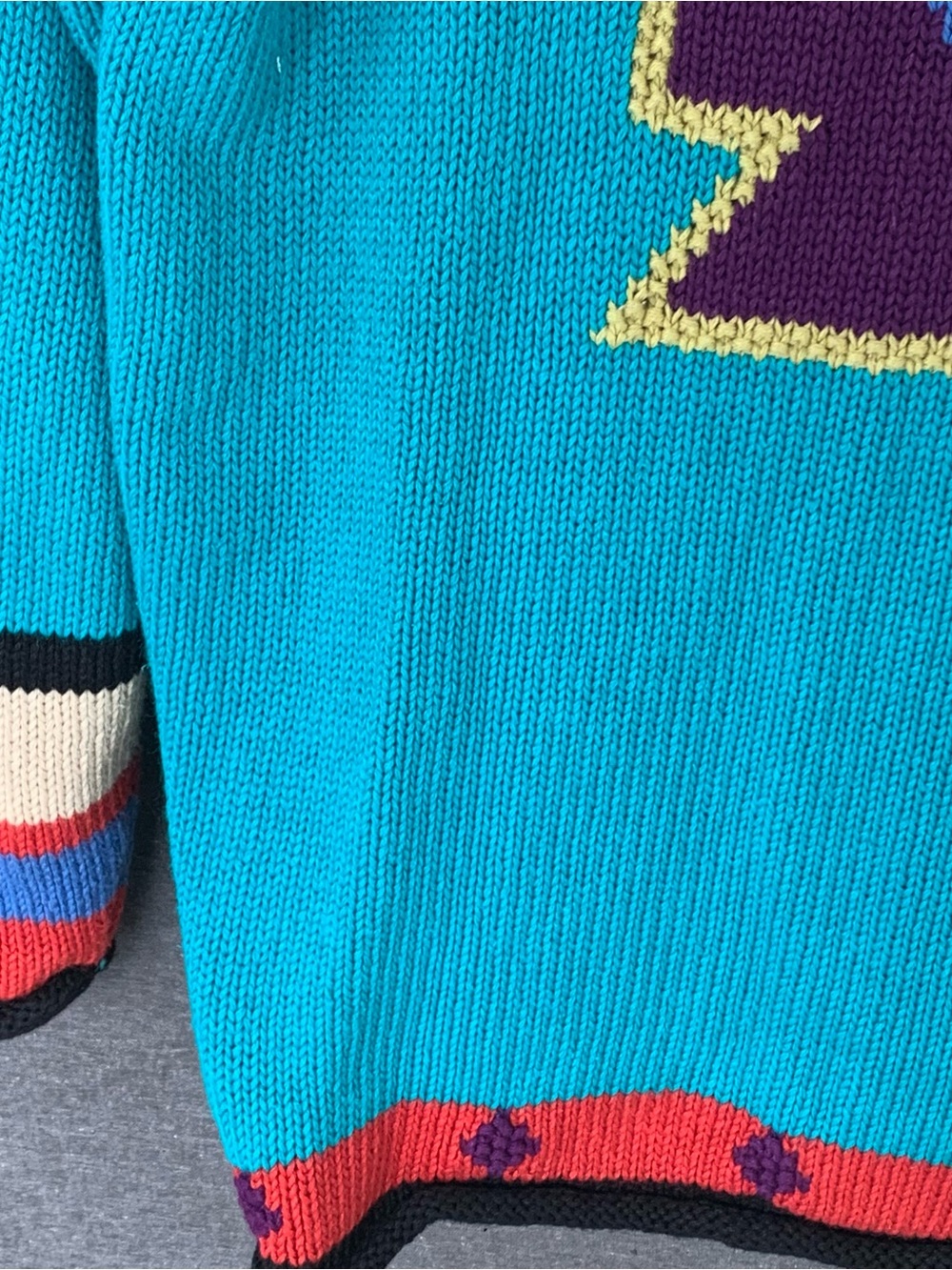 🆕 Handknits Storybook Knits Geometric Button Up Cardigan Sweater Aztec Boho - Picture 12 of 14